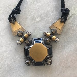 J.Crew - Black/Gold Pendant Statement Necklace